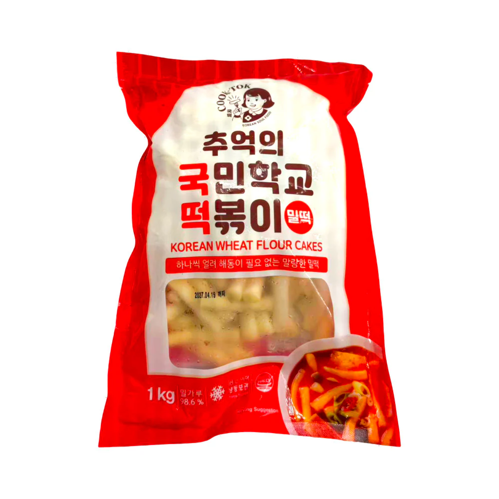 Cook-Tok Frozen Korean Wheat Tteokbokki Rice Cakes 1kg