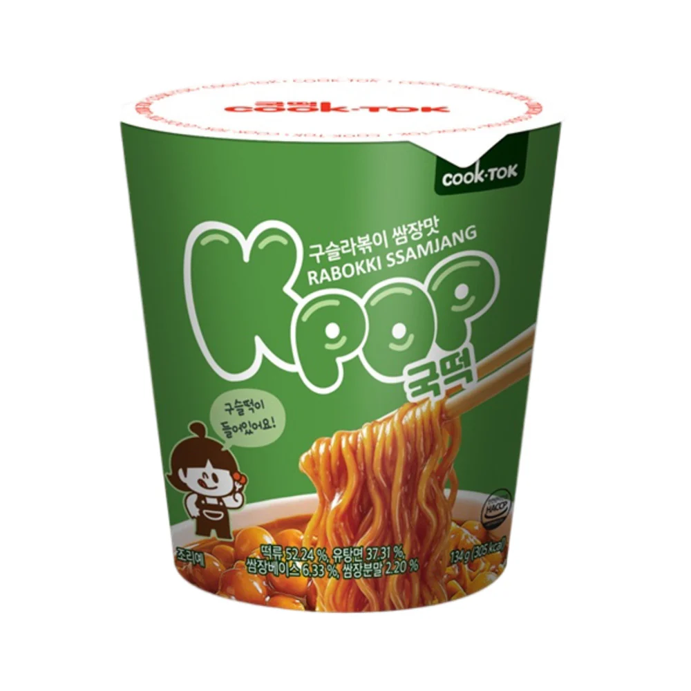 Cook-Tok Rabokki Ssamjang Tteokbokki Cup Noodles 134g - Spicy Korean Tteokbokki & Ramen