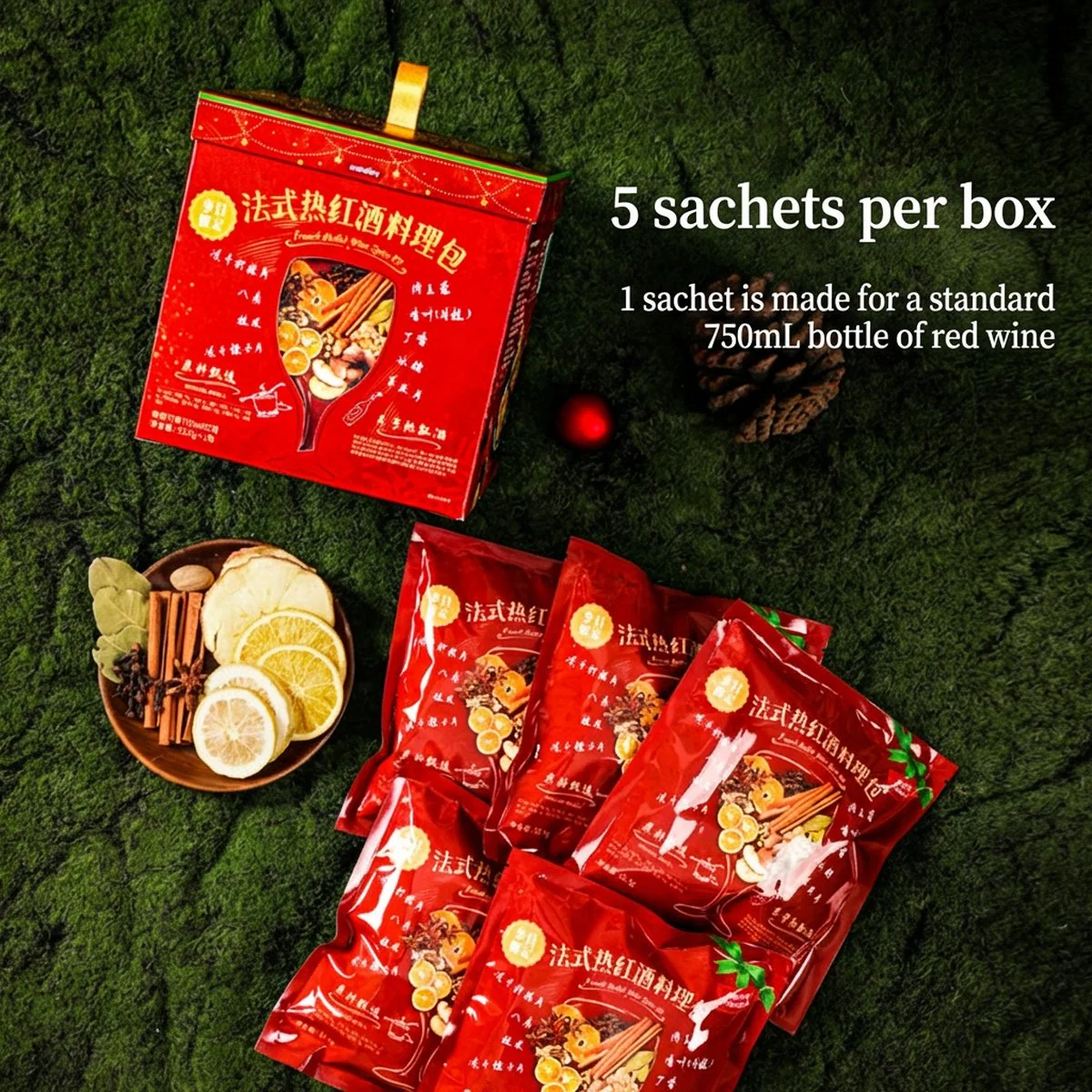 Cookdiary French Mulled Wine Spice Kit 92.5g x 5 Packs - Mulled Red Wine Spice Sachets - Image 5