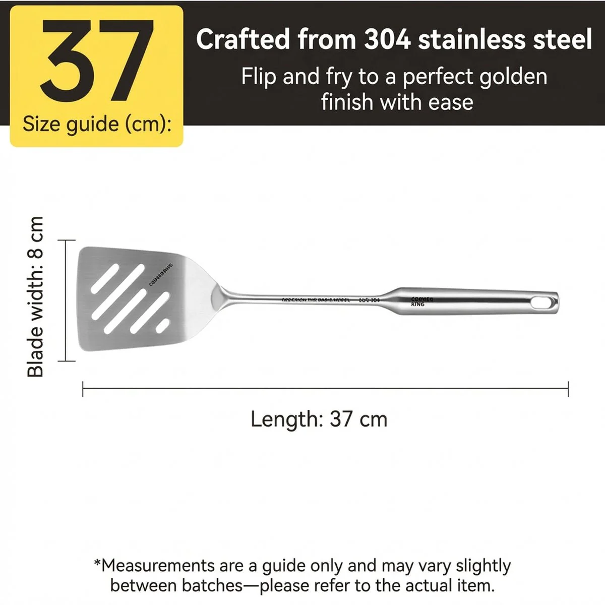 Cooker King 304 Stainless Steel Slotted Turner Spatula – One-Piece Design for Frying & Grilling - Image 5