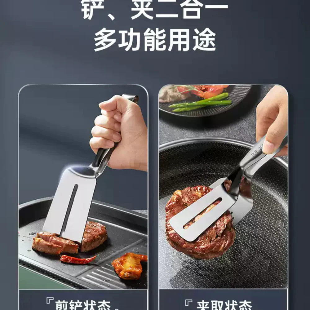 Cooker King 304 Stainless Steel Steak Tongs (Large) – Wide Slotted Turner Clamp for BBQ & Grill - Image 3