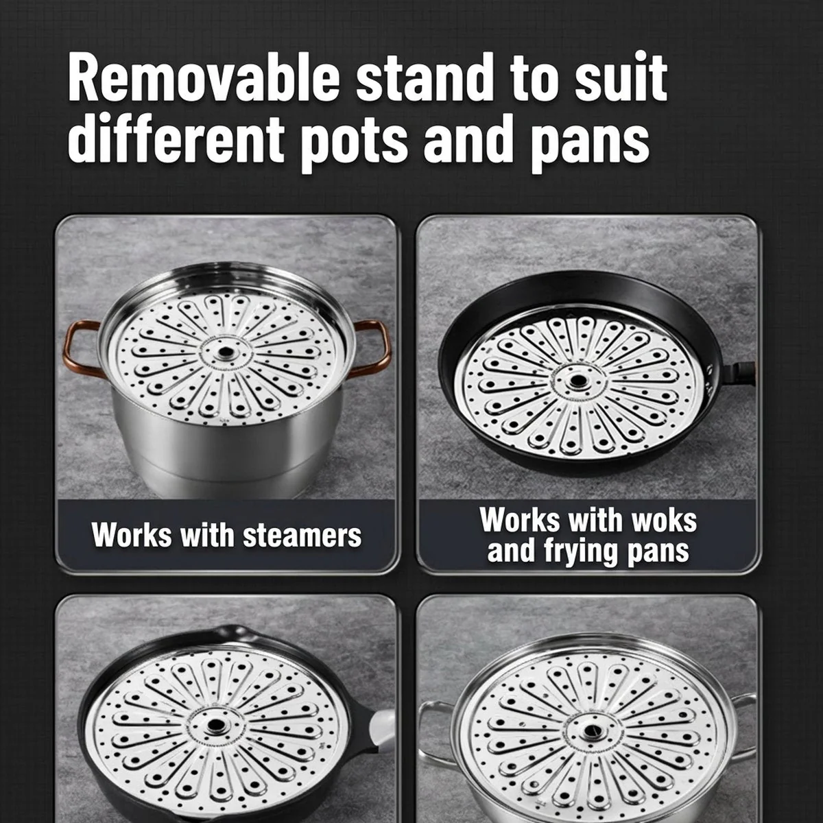 Cooker King 304 Stainless Steel Steaming Rack 32 cm (31.8 cm Inner Diameter) – Multipurpose Steamer Plate/Insert for Pots & Woks - Image 3