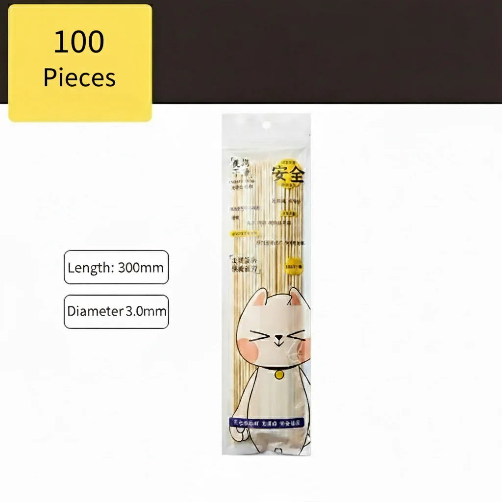 Cooker King Bamboo BBQ Skewers – 100 Pieces - Natural Polished Disposable Bamboo Sticks for Grilling, Kebabs & Party Appetisers - Image 3