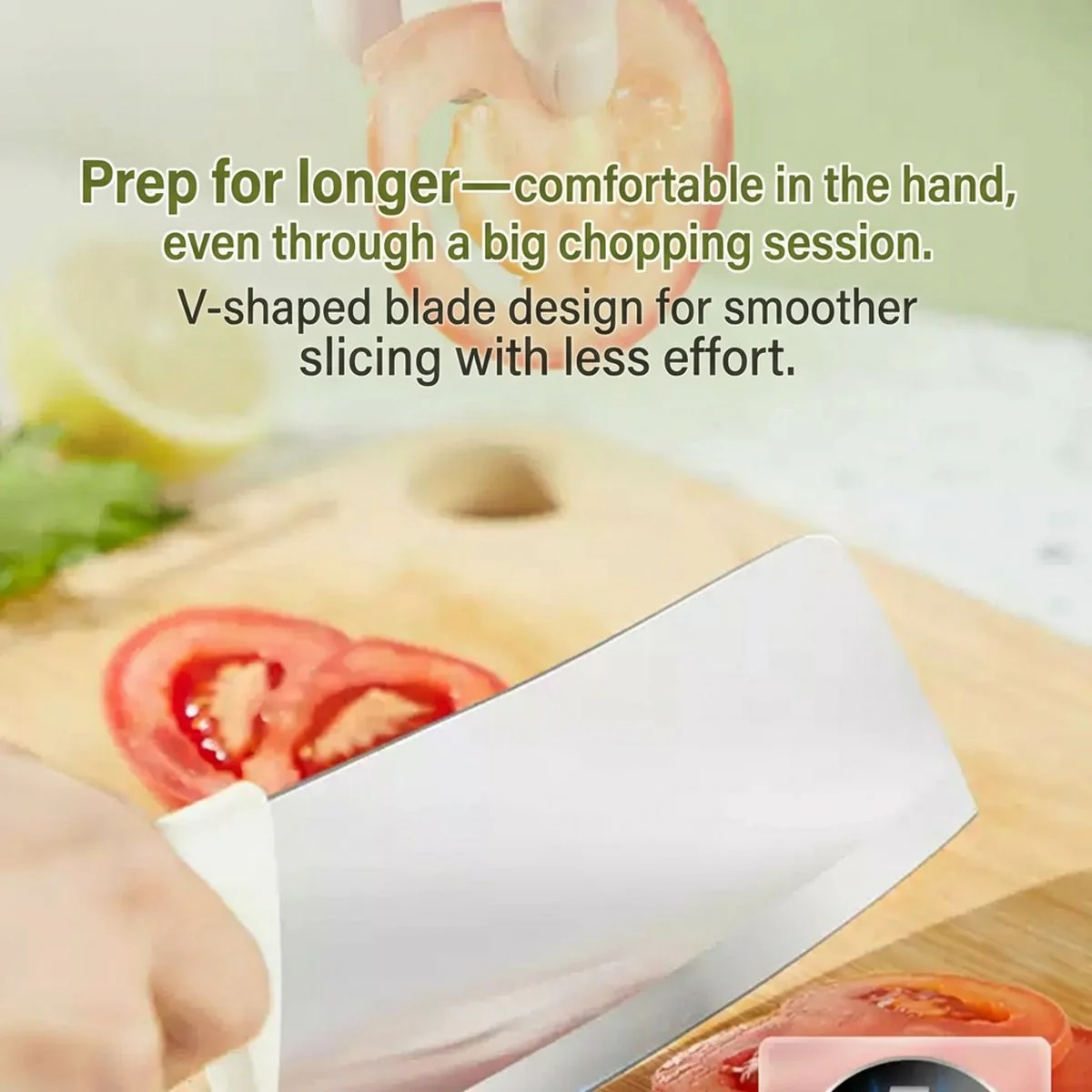 Cooker King "Big White" Stainless Steel Slicing Knife – Chinese Chef's Cleaver for Precision Vegetable & Meat Cutting - Image 3