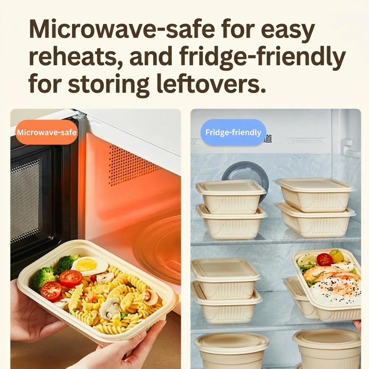 Cooker King Compostable Corn Starch Round Takeaway Bowls with Lids 750 ml – Pack of 20 - Eco-Friendly Disposable Food Containers - Image 3