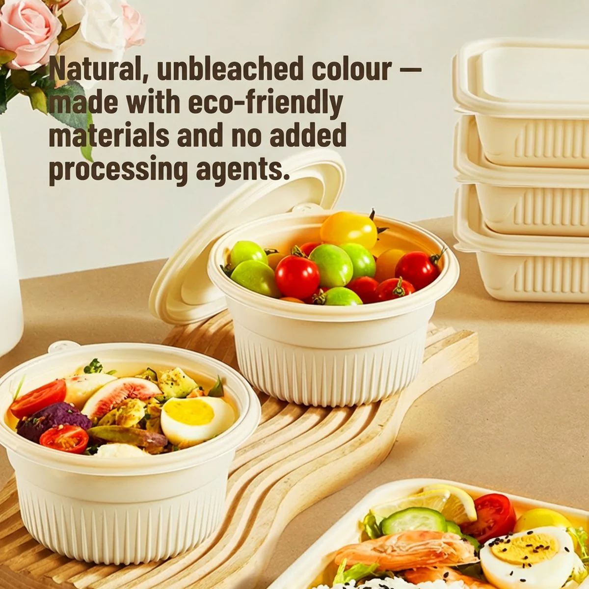 Cooker King Corn Starch Rectangular Food Containers with Lids 750 ml – Pack of 20 (Microwave-Safe) - Takeaway & Meal Prep Containers - Image 2
