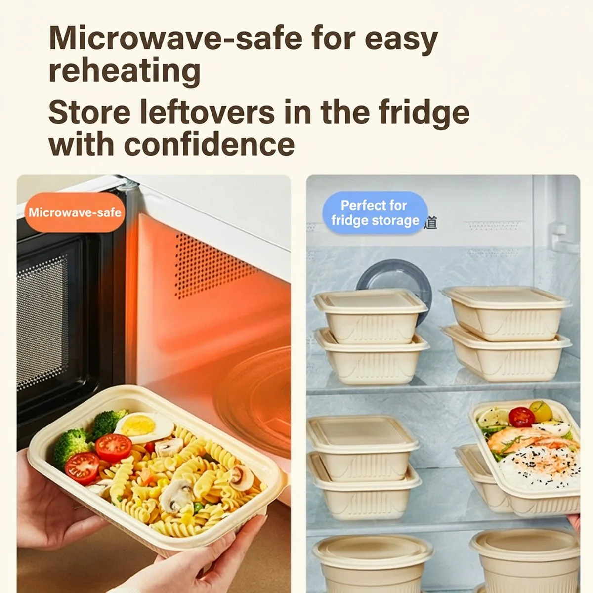 Cooker King Corn Starch Rectangular Food Containers with Lids 750 ml – Pack of 20 (Microwave-Safe) - Takeaway & Meal Prep Containers - Image 3