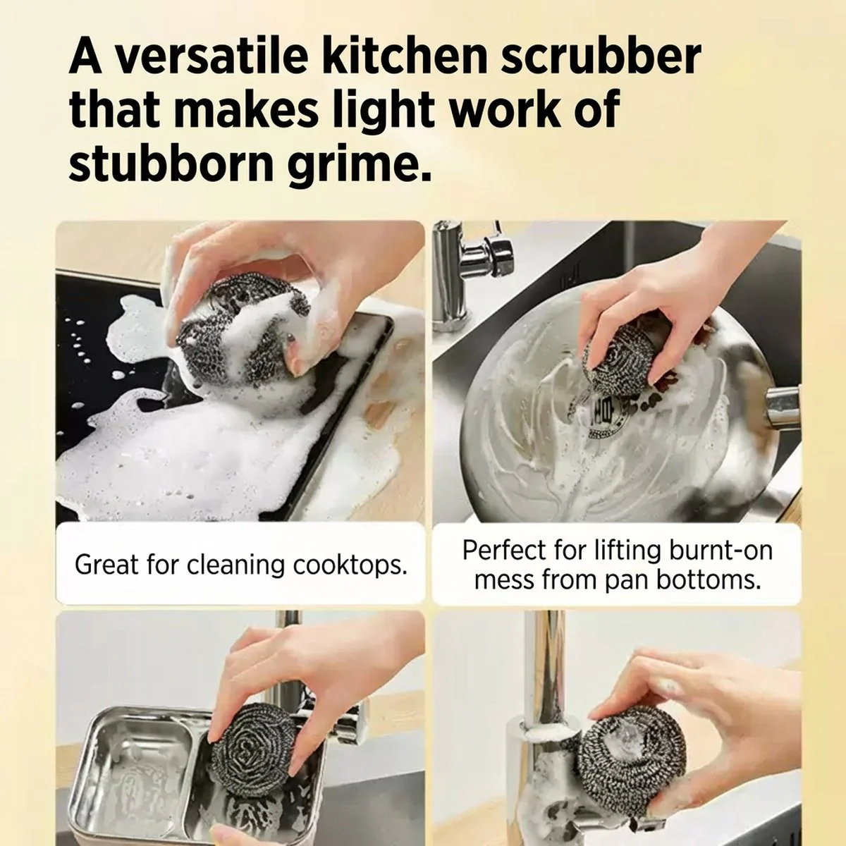 Cooker King Heavy-Duty Stainless Steel Scouring Pads (Large) – Pack of 6 - Steel Wool Scrubbers for Pots, Pans & Kitchen Cleaning - Image 3