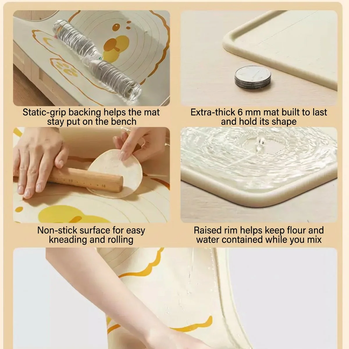 Cooker King Lele Bear Silicone Kneading Mat 60 x 40 cm - Non-Slip Pastry Rolling Mat - Image 3