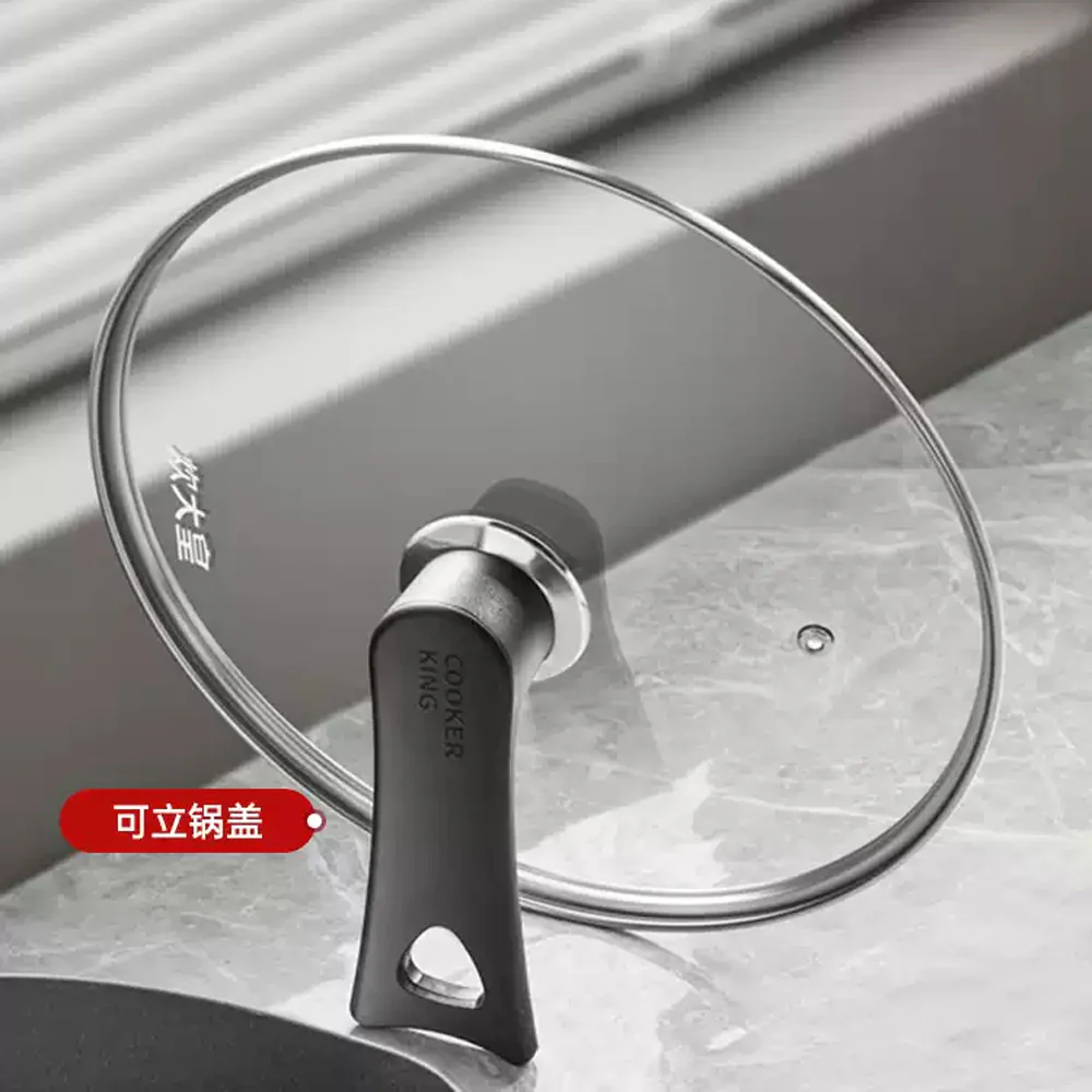 Cooker King Standable Tempered Glass Lid with Stainless Steel Rim – 30 cm – Upright Pot & Pan Cover