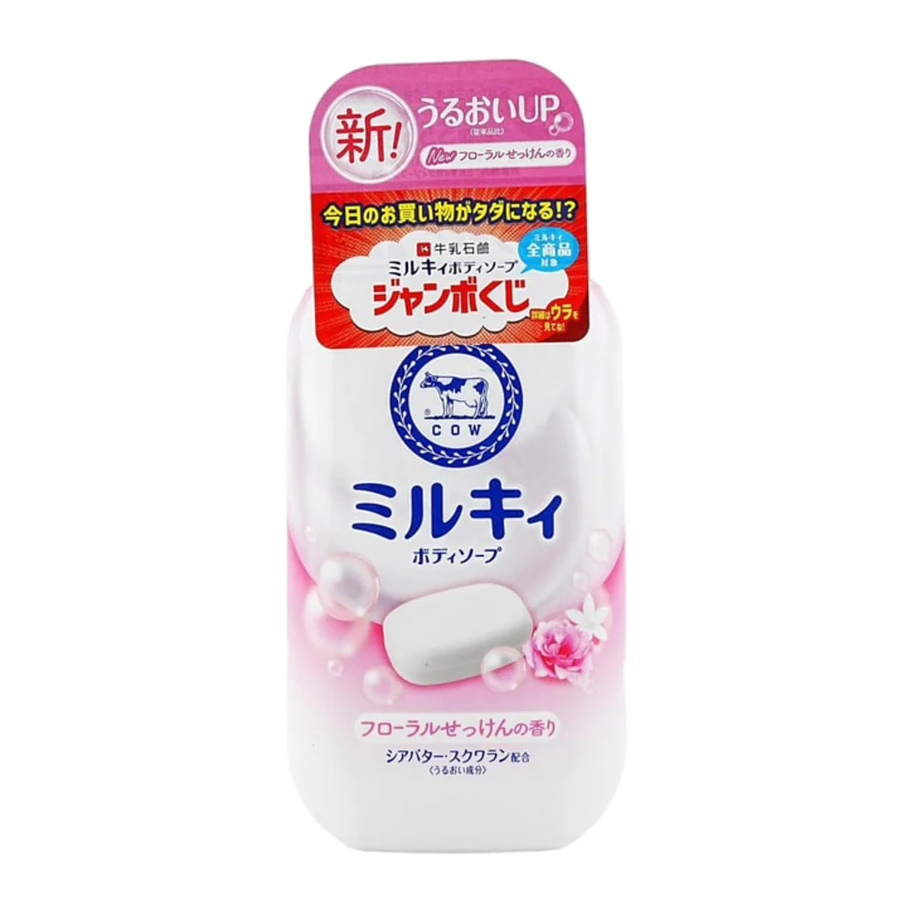 Cow Brand Milky Body Soap Pink Floral Scent with Milk Essence & Shea Butter – 500ml