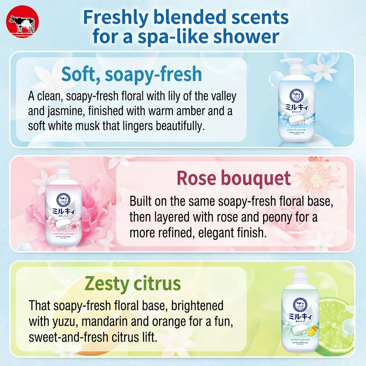 Cow Milky Body Soap with Milk Extract and Citrus Yuzu Scent - 500ml - Image 3