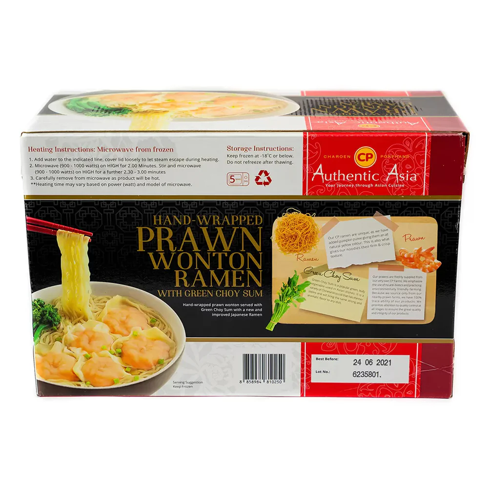 CP Authentic Asia Hand-Wrapped Prawn Wonton Ramen with Green Choy Sum - 1.84kg - Image 3