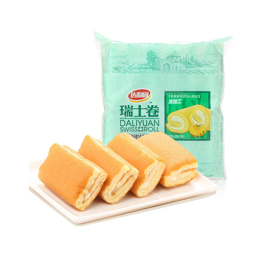 Daliyuan Banana Flavor Swiss Roll - 12 Pieces, 240g