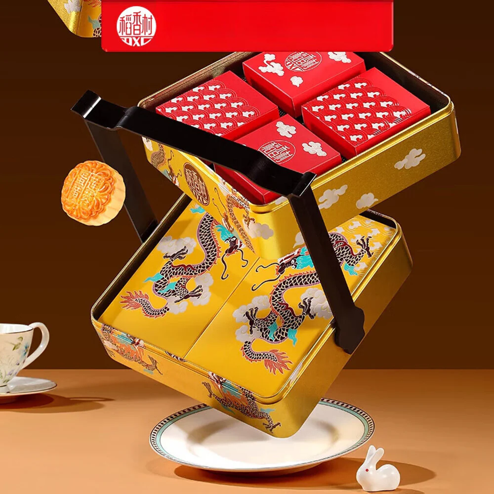 Daoxiangcun Dragon’s Golden Autumn Mooncake Gift Box – 14 Pieces, 1.05kg - Assorted Traditional Flavours Gift Tin - Image 3