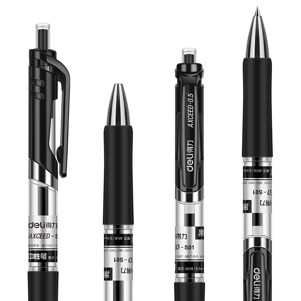 Deli 0.5mm Black Gel Pens - Box of 12 - Image 2