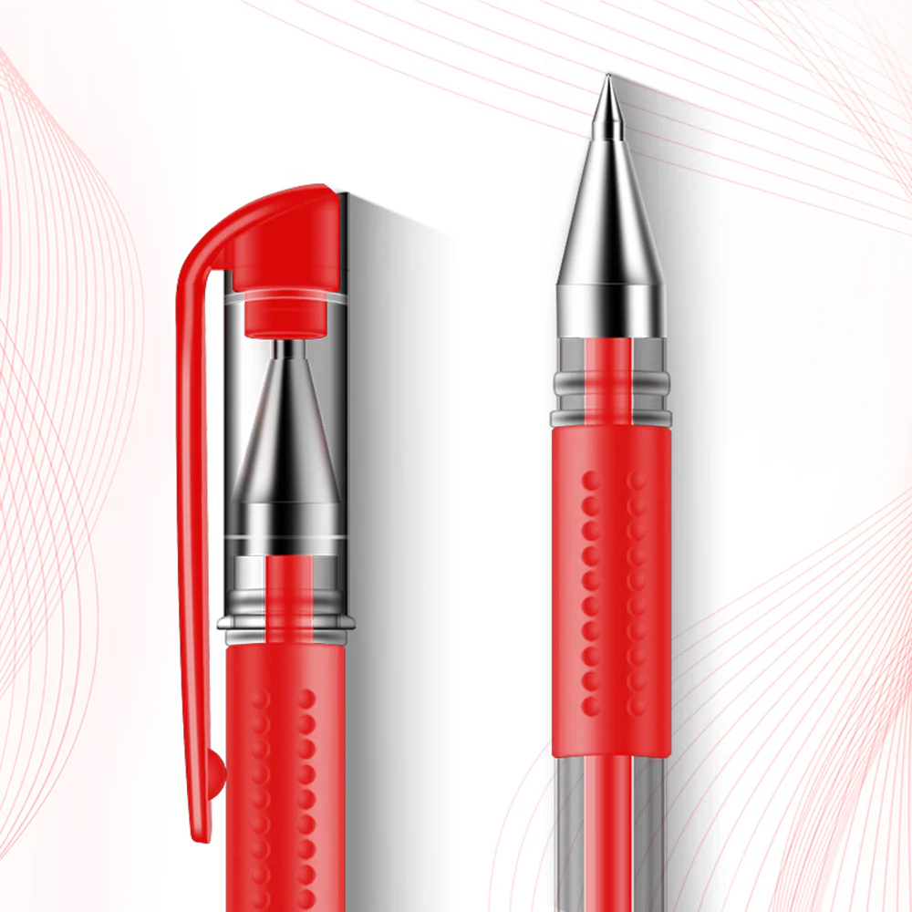 Deli 0.5mm Bullet Tip Gel Pens Red - Box of 12 - Image 2