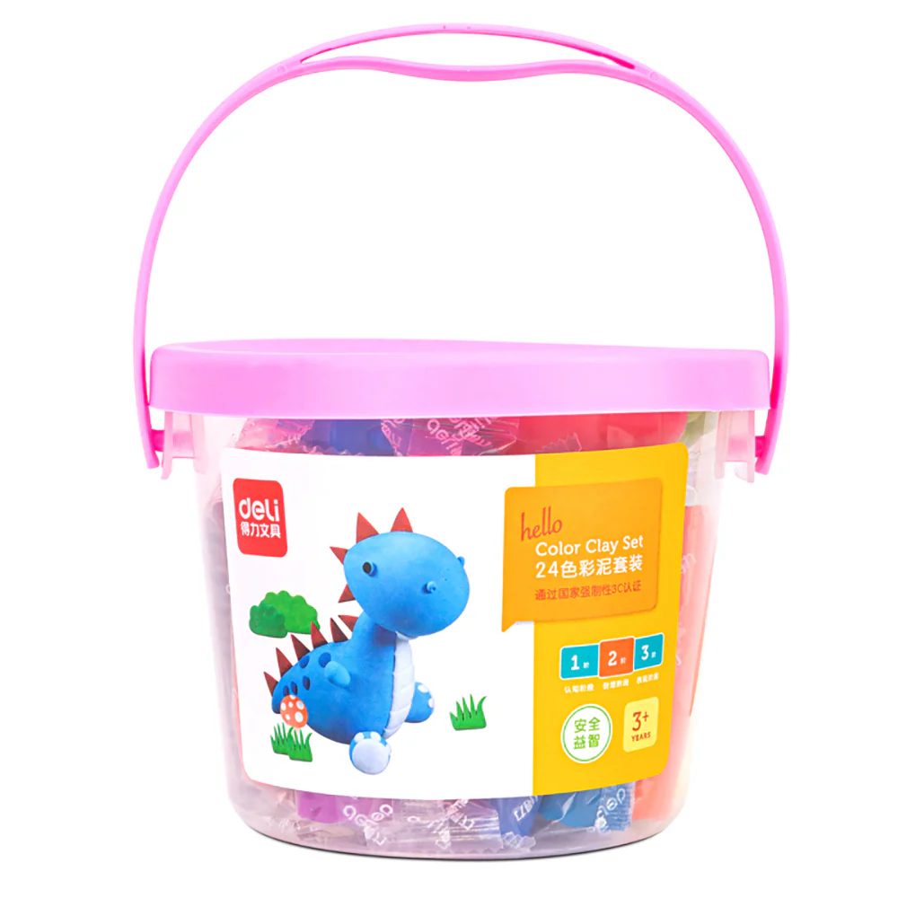Deli 24-Color Clay Set - Pink Packaging, Suitable for Ages 3+ - Image 4