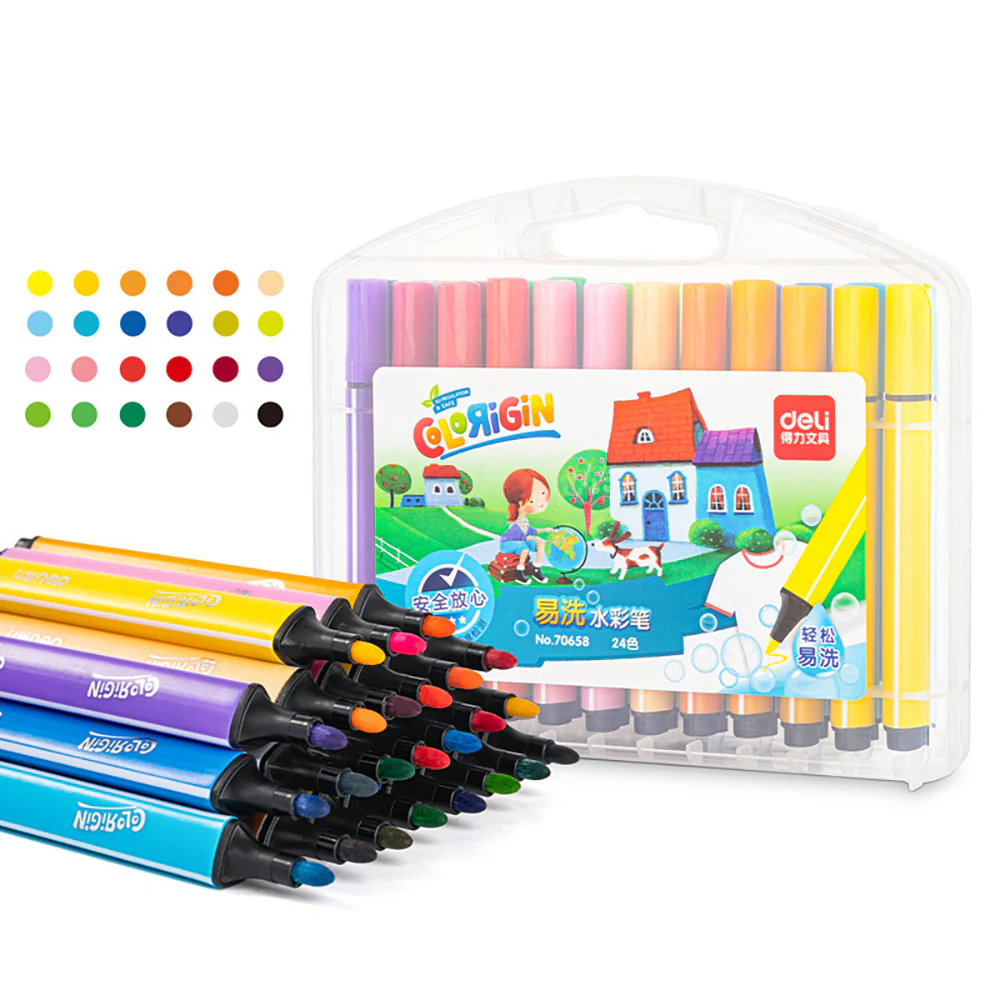Deli 24-Color Washable Watercolor Markers