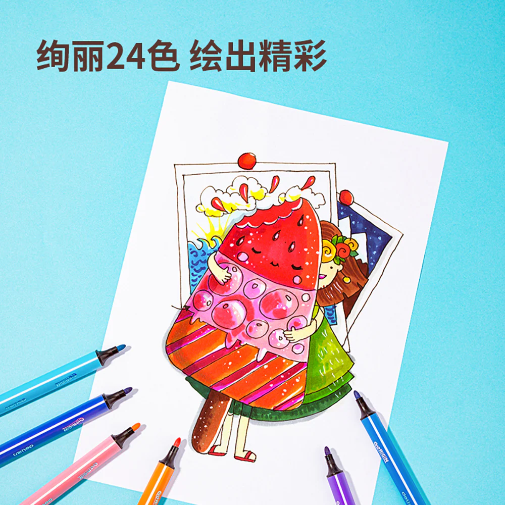 Deli 24-Color Washable Watercolor Markers - Image 5