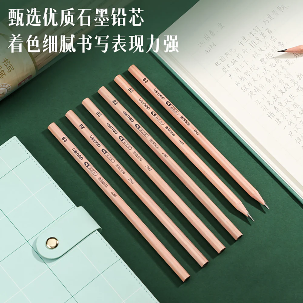 Deli 2B Writing Pencils - Natural Wood, Suitable for Ages 6 and Above, 30 Pieces - Image 2