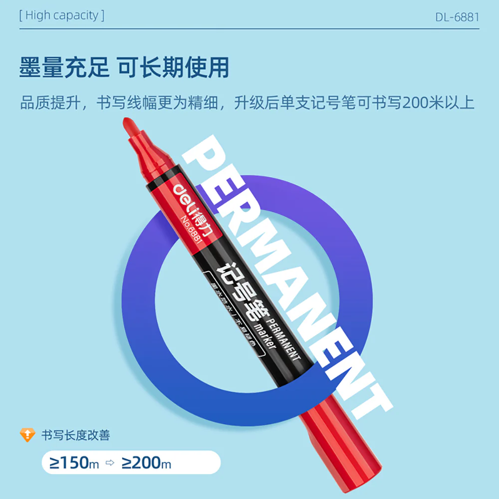 Deli Permanent Markers Red - 10 Pack - Image 4