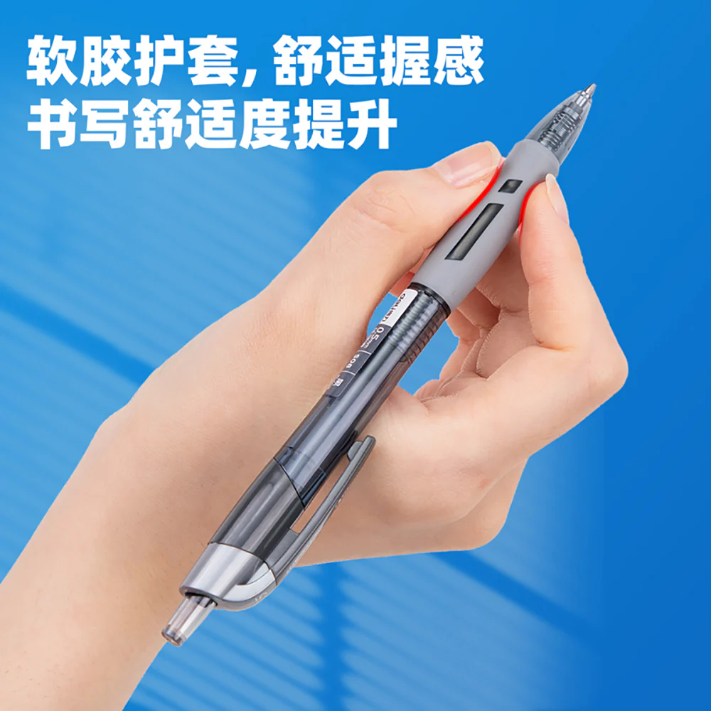 Deli Smooth Gel Ink Pen 0.5mm Bullet Tip - Black, 12 Pieces - Image 2