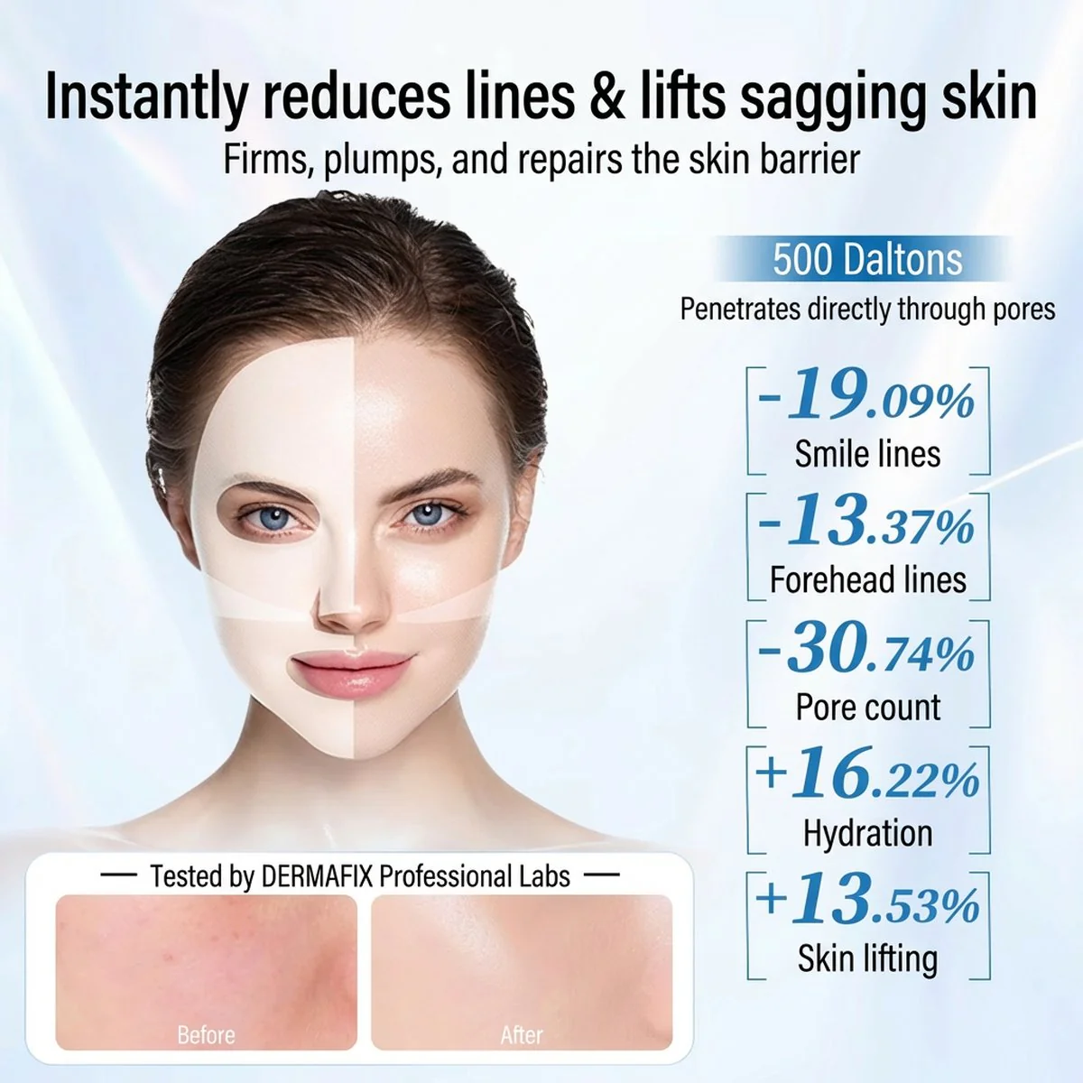 DERMAFIX Real Collagen Lifting & Firming Sheet Masks – 8 Pieces - Image 4