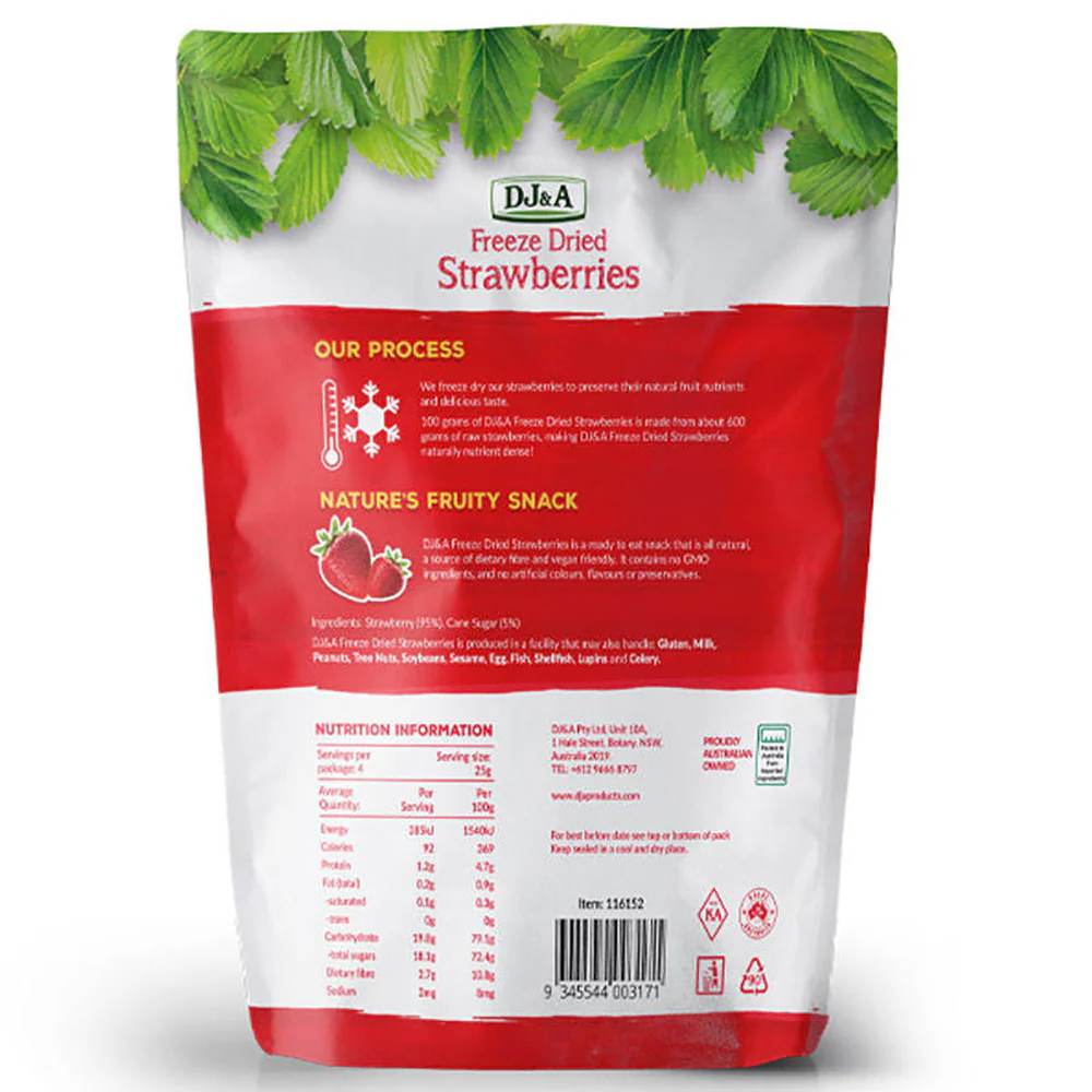 DJ&A Freeze Dried Strawberries 100g - Image 3