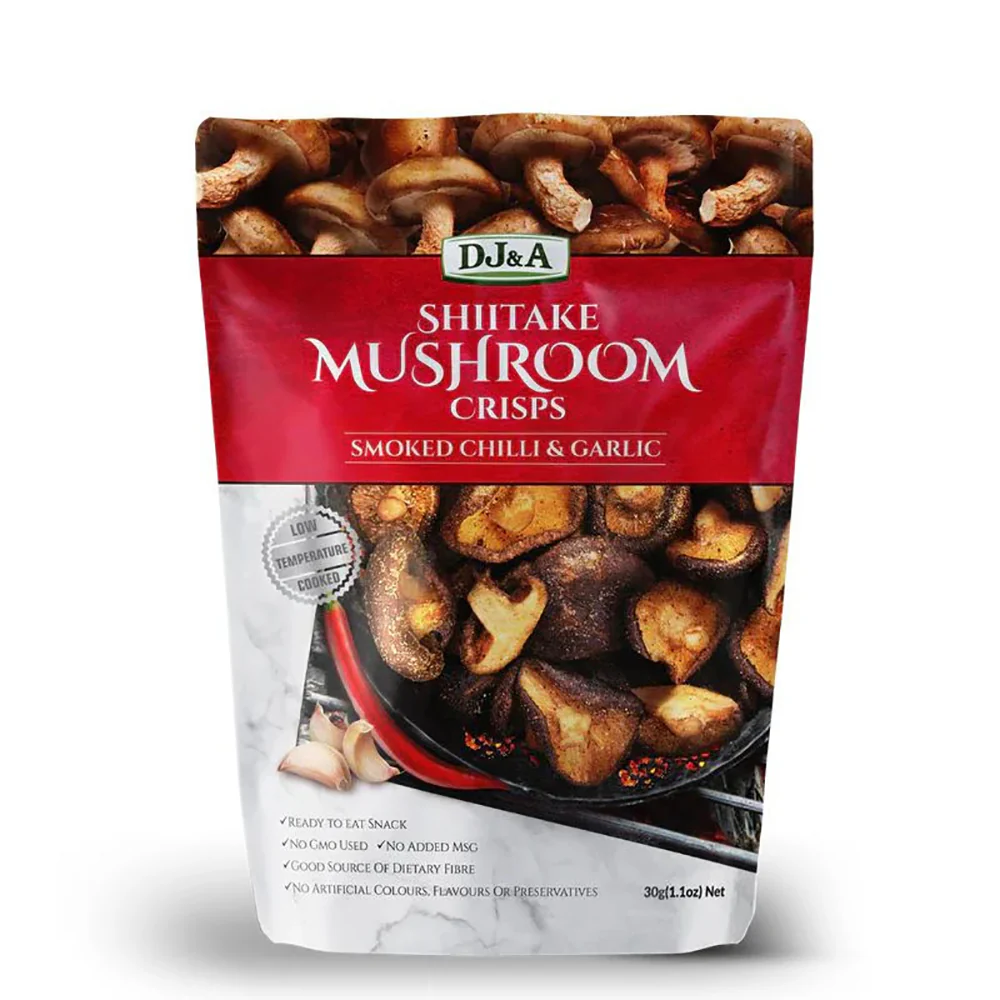 DJ&A Shiitake Mushroom Crisps Smoked Chilli & Garlic Flavour - 30g
