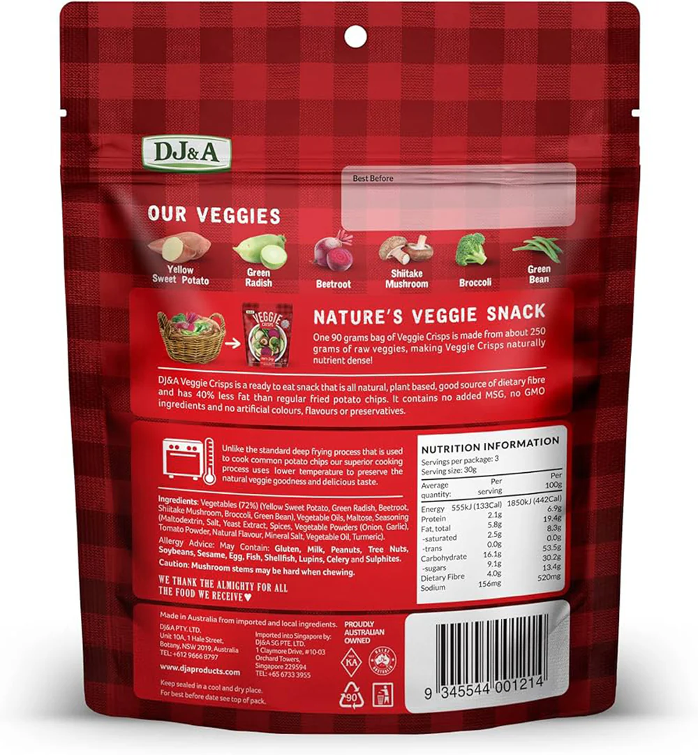 DJ&A Veggie Crisps Hot & Spicy - 90g - Image 3