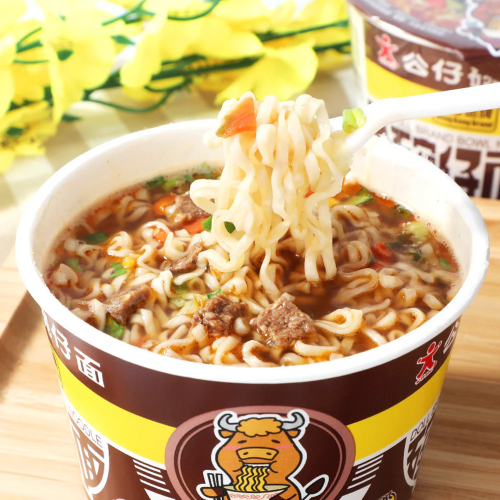Doll Mini Bowl Noodles Stewed Beef Flavour 45g - Hong Kong Instant Cup Noodles - Image 3