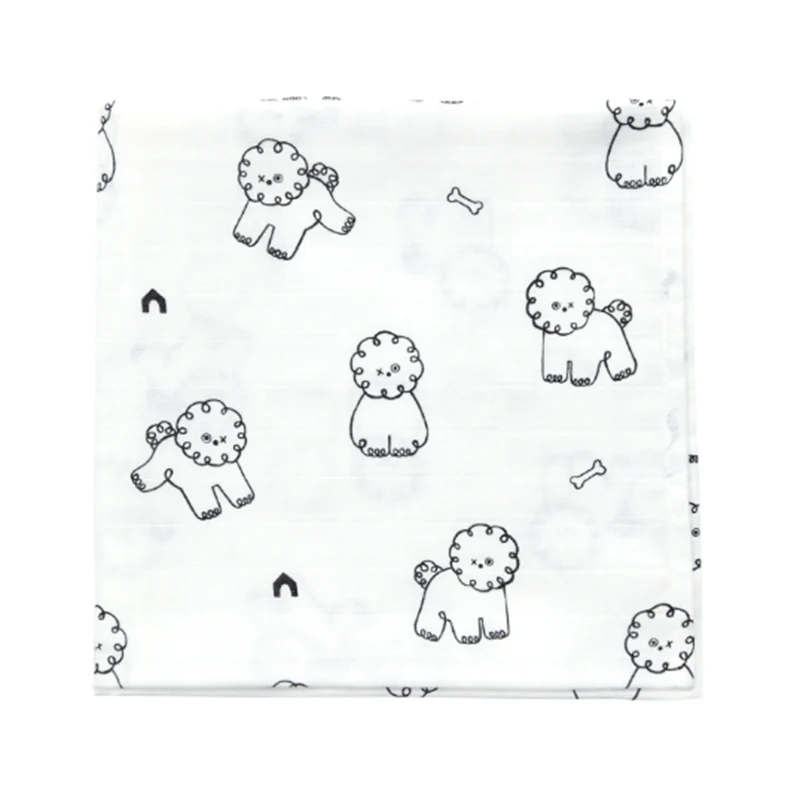 Dono&Dono Baby Lightweight Cotton Blanket with Bichon Frise Pattern - 106x106cm