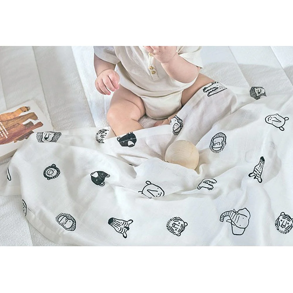Dono&Dono Bamboo Fiber Baby Blanket - Animal Friends, 106x106cm - Image 2