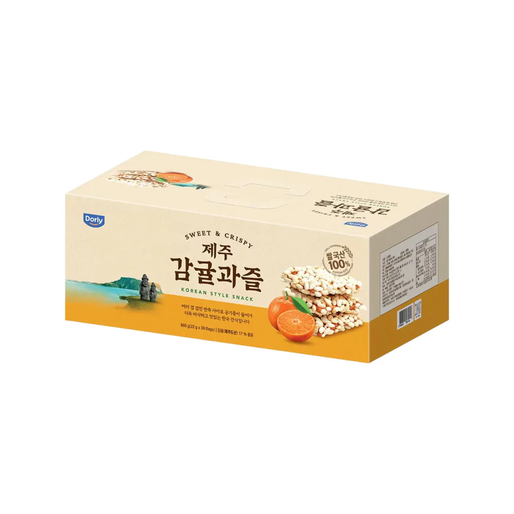 Dorly Jeju Mandarin Rice Crisps 22g x 30 Packs – Limited Import