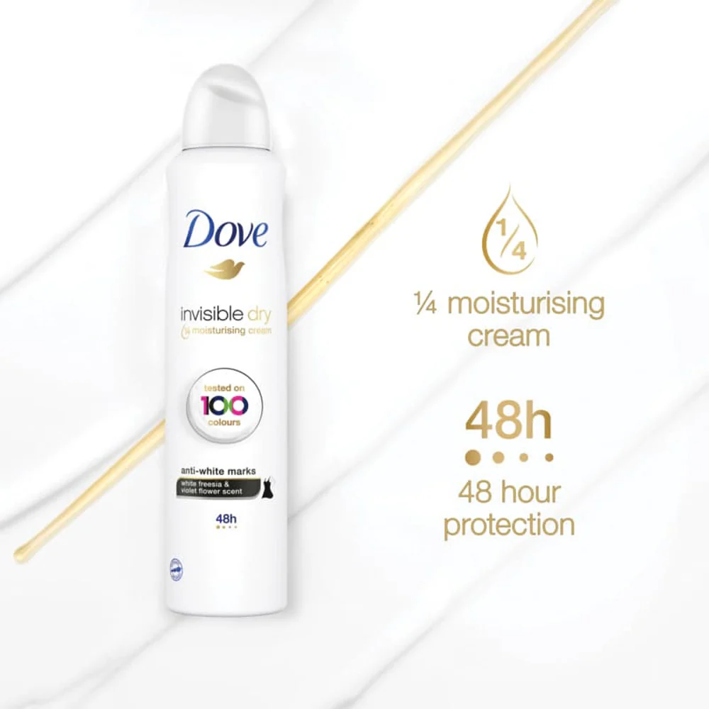 Dove Invisible Dry Antiperspirant Deodorant Spray – White Freesia & Violet 127g - Image 2