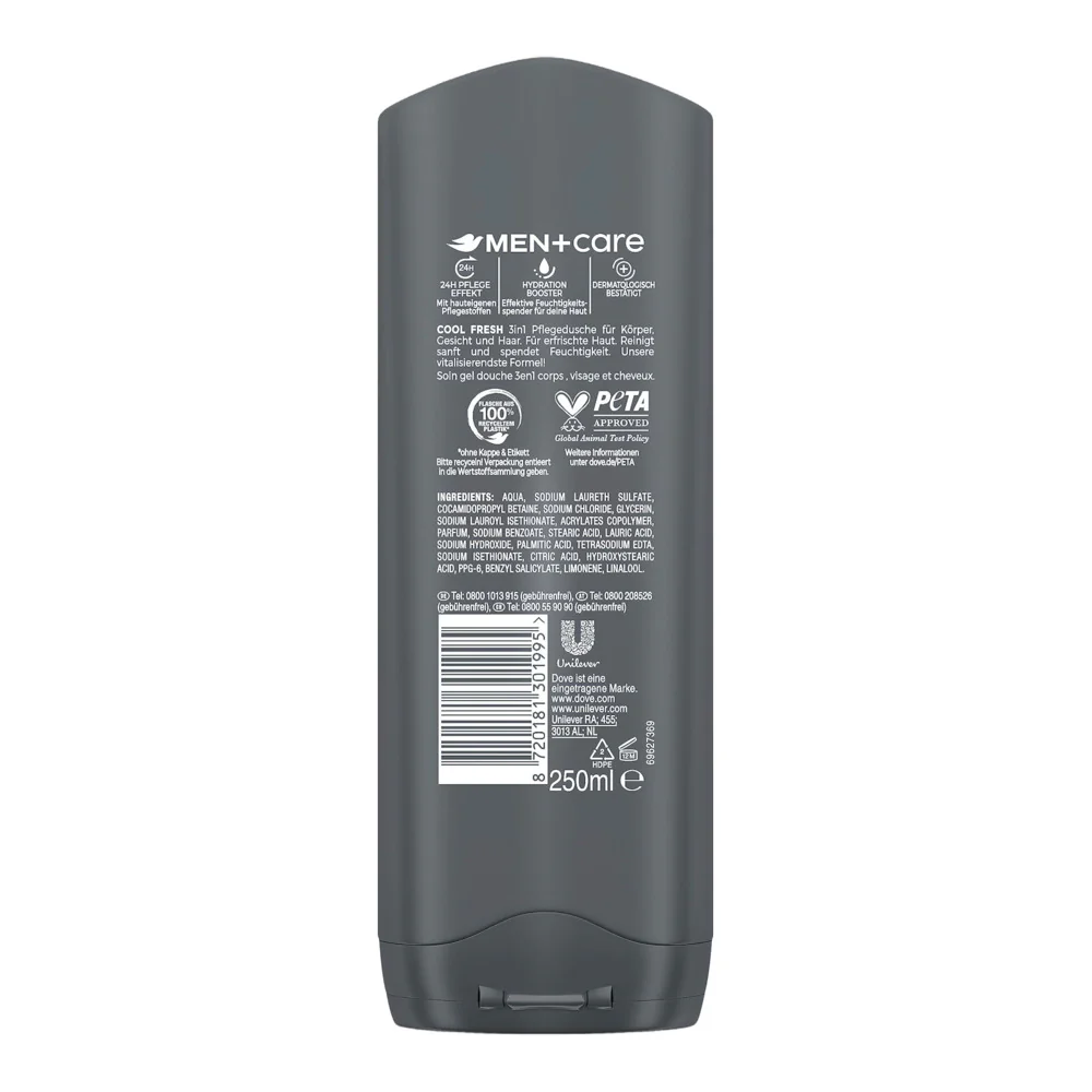 Dove Men+Care Cool Fresh 3-in-1 Body, Face & Hair Wash 400ml - Image 2