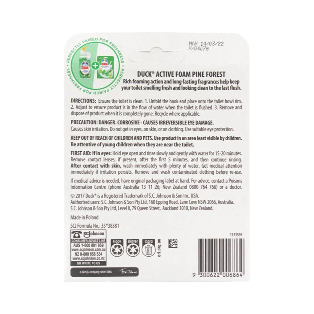Duck ActiveFoam Toilet Rim Blocks Pine Forest Twin Pack 38.6g x 2 - Image 2