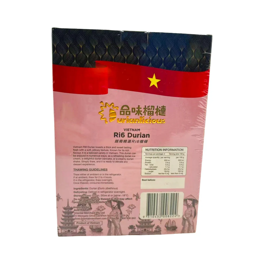 Durianlicious Frozen Ri6 Durian Pulp 400g - Vietnamese Selection - Image 2