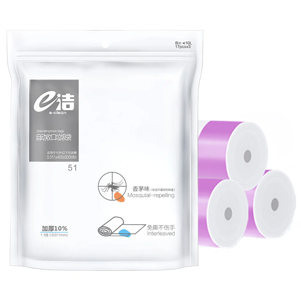 e-Clean Biodegradable Auto-Seal Trash Bags with Citronella Scent - 60x70cm, 27 Pieces - Image 5