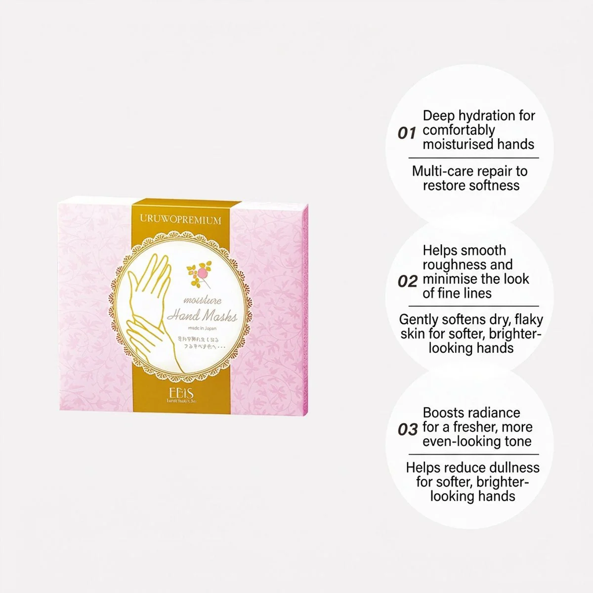 Ebis Moisturizing and Whitening Hand Masks - 18 Pairs - Image 5