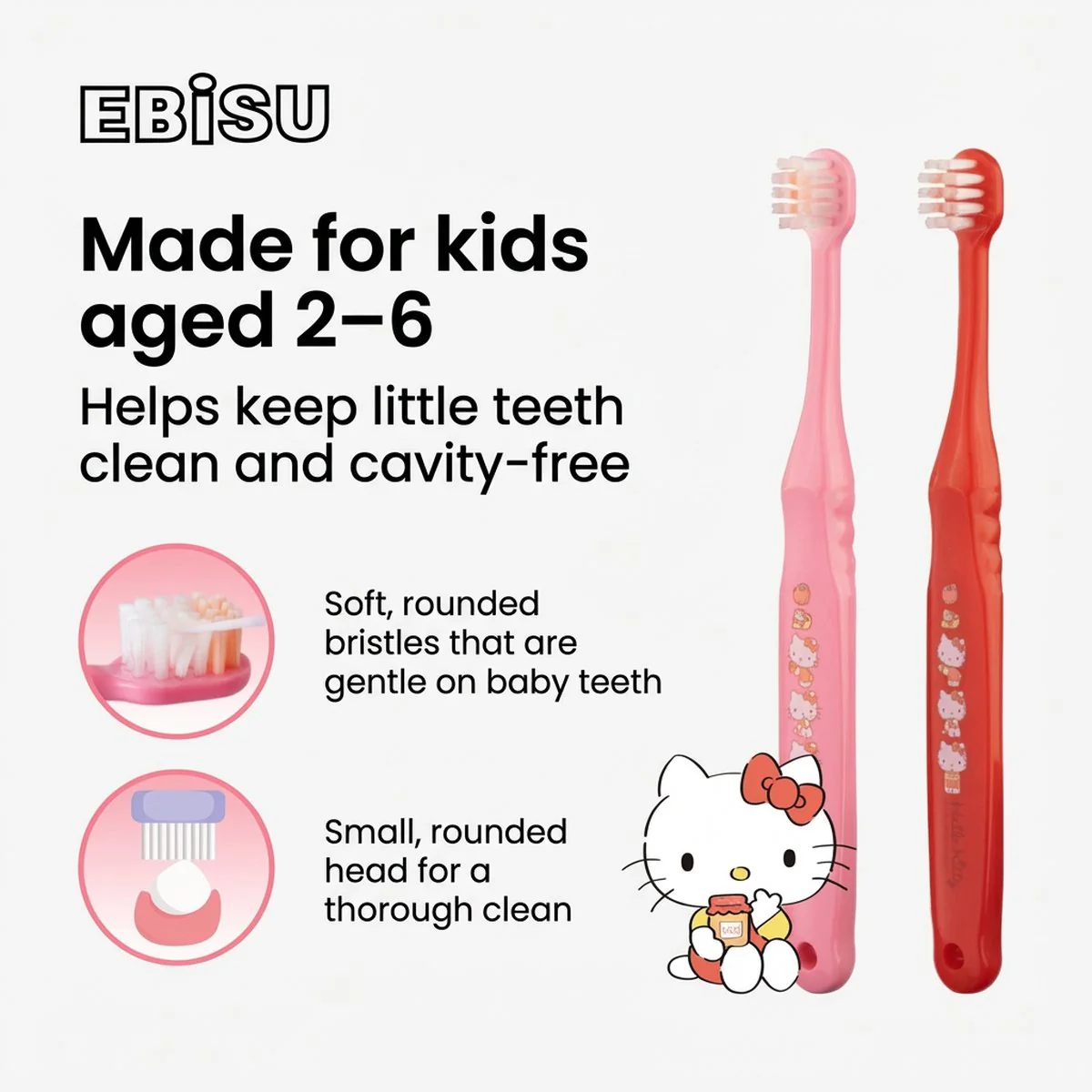 EBISU Hello Kitty Kids Toothbrush (2–6 Years) - Image 4