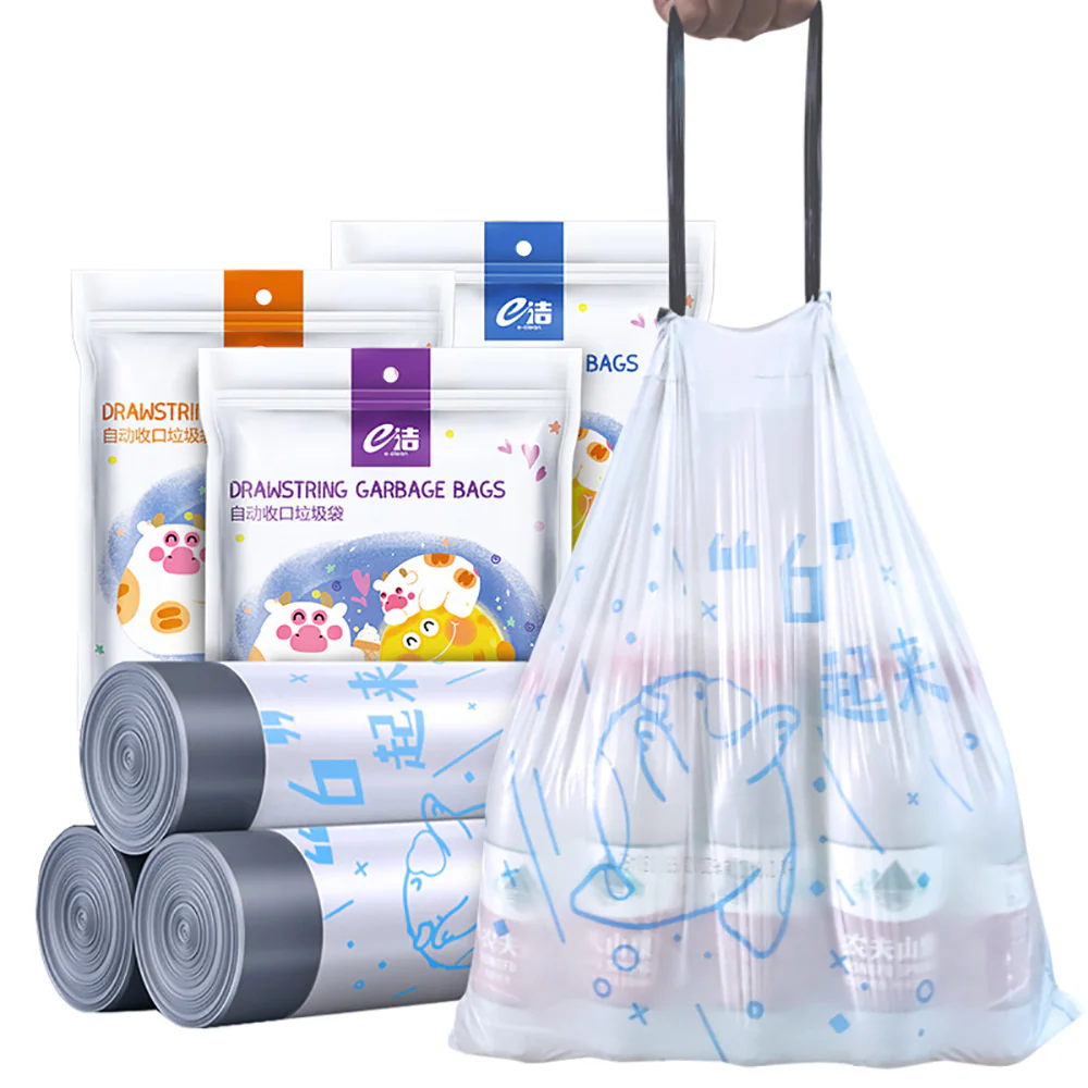 eClean Drawstring Garbage Bags with Cat Paw and Cow Pattern - 45x50cm, 81 Pieces - Image 2