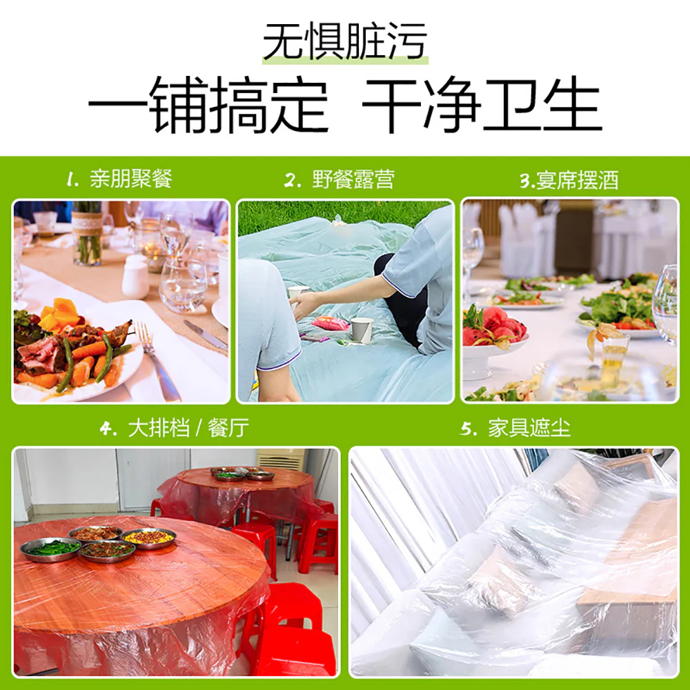Eclean Waterproof and Oilproof Disposable Plastic Tablecloth Red 1.6x1.6m - Pack of 10 - Image 4