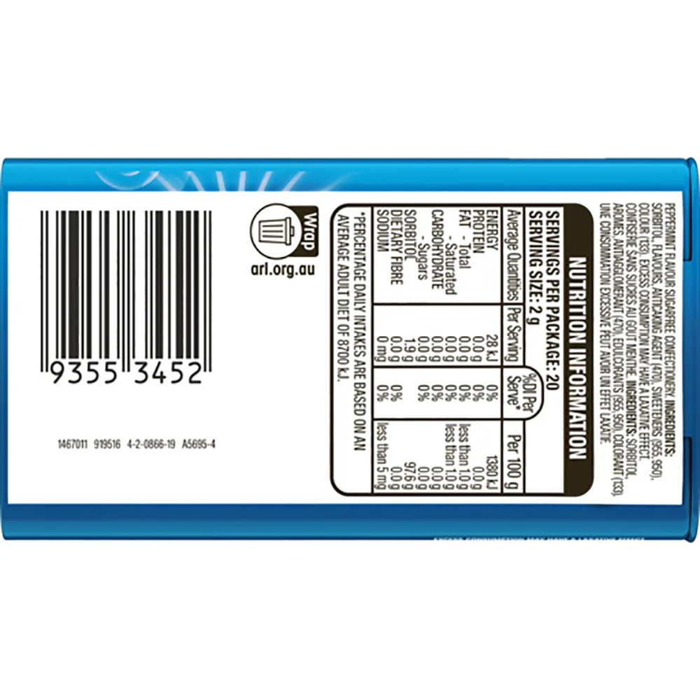 Eclipse Peppermint Sugarfree Mints - 40g - Image 3