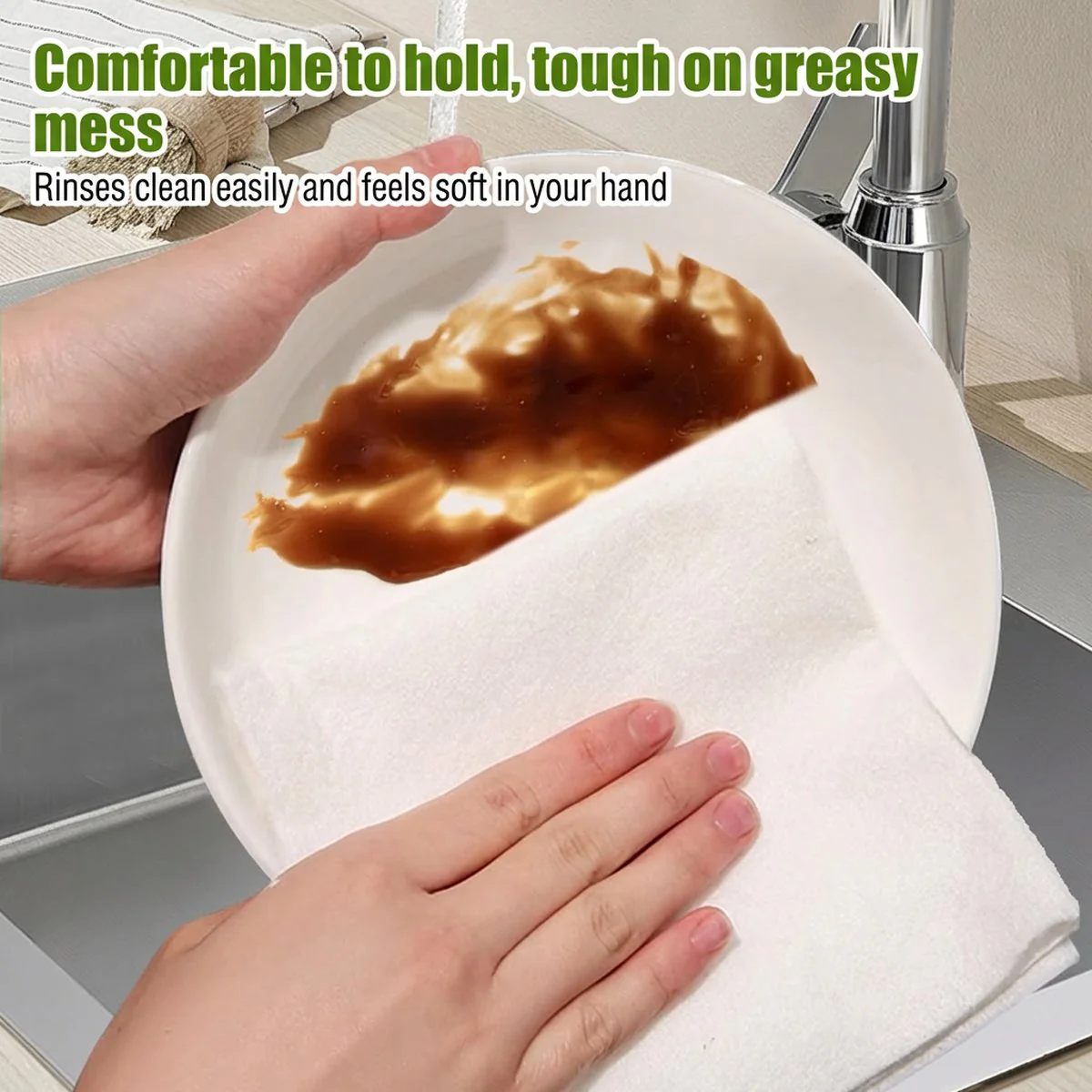 Ecoway Bamboo Fibre Disposable Kitchen Cleaning Cloths - 20 Sheets