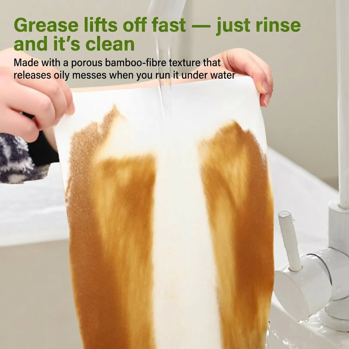 Ecoway Bamboo Fibre Disposable Kitchen Cleaning Cloths - 20 Sheets - Image 3