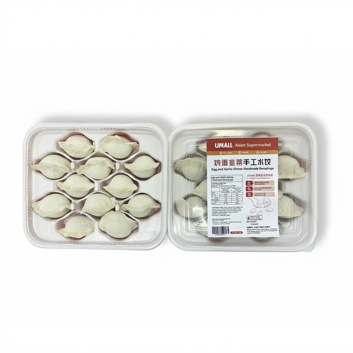 UMALL Egg & Garlic Chives Handmade Dumplings - 12 Pieces, 360g - Image 6