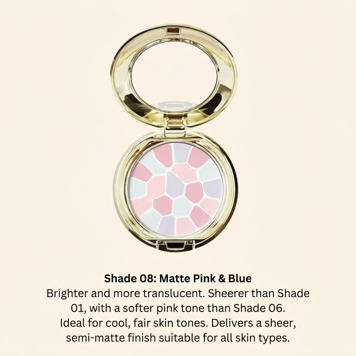 Elegance Paris La Poudre Haute Nuance Compact – Shade 8 (Matte Pink-Blue) 8.8g - Color-Correcting Finishing Powder - Image 2