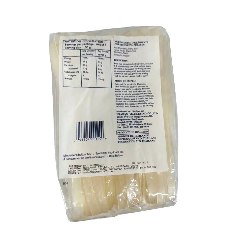 Erawan Brand Rice Stick (Size XL) 375g - Banh Pho Wide Rice Noodles - Image 2